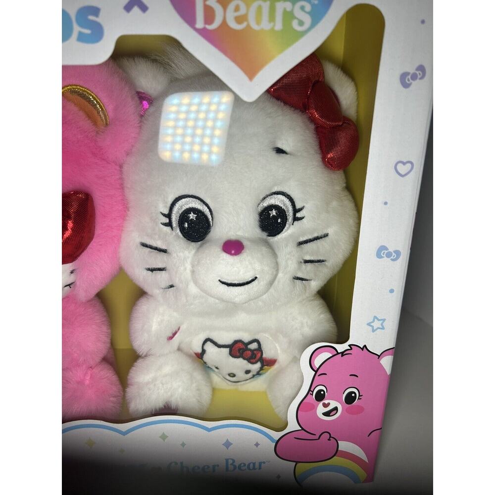 Hello Kitty Loves Cheer Bear 10" Collectible Care Bears Plush 2-Pack - Soft - Picture 3 of 6
